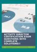 ACTIVITY DIRECTOR CERTIFICATION EXAM QUESTIONS WITH COMPLETE SOLUTIONS!!