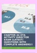 CHAPTER 44 OTA ACTIVITY DIRECTOR EXAM (LATEST) QUESTIONS WITH COMPLETE ANSWERS!!