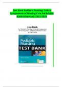 TEST BANK PEDIATRIC NURSING  CRITICAL COMPONENTS OF NURSING CARE 3RD EDITION RUDD-GRADES A+ with complete solutions