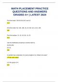 ALEKS MATH PLACEMENT PRACTICE QUESTIONS AND ANSWERS GRADED A+ | LATEST 2024