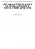 TEST BANK FOR PEDIATRIC NURSING THE CRITICAL COMPONENTS OF NURSING CARE 2ND EDITION RUDD