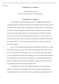 ACCT105 7.docx  ACCT105:  Accounting Week 7 Assignment  American Military University  ACCT105: Accounting for Non-Accounting Majors  Accounting Week 7 Assignment  First to be able to compare and contrast the views of management professionals and accountin