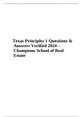 Texas Principles 1 Q & A - Champions School of Real Estate All 291 Questions And Answers