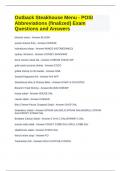 Outback Steakhouse Menu - POSI Abbreviations (finalized) Exam Questions and Answers