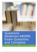 Abdomen ARDMS Exam Questions and Complete Solutions Graded A+