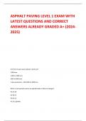 ASPHALT PAVING LEVEL 1 EXAM WITH  LATEST QUESTIONS AND CORRECT  ANSWERS ALREADY GRADED A+ (2024- 2025)