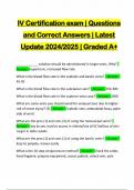 IV Certification exam | Questions and Correct Answers | Latest Update 2024/2025 | Graded A+