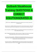 Outback Steakhouse Training QUESTIONS & CORRECT SOLUTIONS(RATED A)