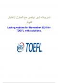 Leak questions for November 2024 for TOEFL with solutions.  