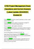 C783 Project Management Exam | Questions and Correct Answers | Latest Update 2024/2025 | Graded A+