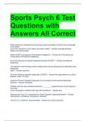 Sports Psych 6 Test Questions with Answers All Correct 