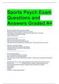 Sports Psych Exam Questions and Answers Graded A+