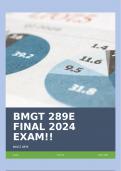 BMGT 289E FINAL 2024 EXAM!!