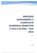 MNO2609 Assignment 5 (COMPLETE ANSWERS) Semester 2 2024 (347298) 