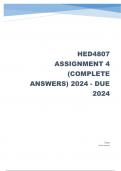 HED4807 Assignment 4 (COMPLETE ANSWERS) 2024