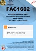 FAC1602 Assignment 1 (COMPLETE ANSWERS) Semester 2 2024 - DUE 2 September 2024