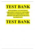 TEST BANK MANAGERIAL ACCOUNTING: CREATING VALUE IN A DYNAMIC BUSINESS ENVIRONMENT, 13TH EDITION, BY RONALD W HILTON, DAVID PLATT