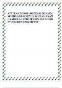 ATI TEAS 7 ENGLISH EXAM 2023-2024 MATHS AND SCIENCE ACTUAL EXAM GRADED A+ UPDATED ON JAN 23 2024 BY WALDEN UNIVERSITY