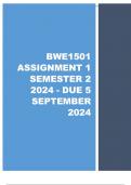 BWE1501 ASSIGNMENT 1 (COMPLETE ANSWERS) SEMESTER 2 2024 - DUE 5 SEPTEMBER 20244