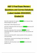 A&P 2 Final Exam Review | Questions and Correct Solutions | Latest Update 2024/2025 | Graded A+