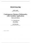 Test Bank for Contemporary Business Mathematics with Canadian Applications, 13th Edition by Sieg A. Hummelbrunner Kelly Halliday Ali R. Hassanlou Chapter 1-16