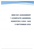 BWE1501 ASSIGNMENT 1 (COMPLETE ANSWERS) SEMESTER 2 2024 - DUE 5 SEPTEMBER 20241.