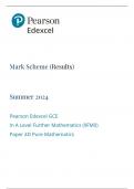 Mark Scheme (Results) Summer 2024 Pearson Edexcel GCE In A Level Further Mathematics (9FM0) Paper 4D Pure Mathematics