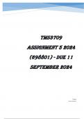 TMS3709 Assignment 5 complete Solutions 2024 (698801) - DUE 11 September 2024 ;100 % TRUSTED workings, Expert Solved, Explanations and Solutions.