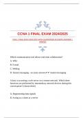 CCNA 1 FINAL EXAM 2024/2025 WITH GUARANTEED ACCURATE ANSWERS |VERIFIED