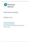 Mark Scheme (Results) Summer 2024 Pearson Edexcel GCE In Biology B (9BI0/02) Paper 2: Advanced Physiology, Evolution and Ecology