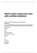 Work Center Supervisor test with verified solutions.