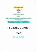 Official June 2024 AQA A-level PHYSICAL EDUCATION 7582/2 Paper 2 Factors affecting optimal performance in physical activity and sport Merged Question Paper + Mark Scheme