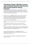 Real Estate Chapter 3-Michigan License Laws And Rules Questions And Answers With Verified Solutions Already Passed!!!