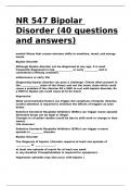 NR 547 Bipolar Disorder (40 questions and answers).