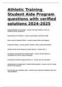 Athletic Training Student Aide Program questions with verified solutions 2024-2025