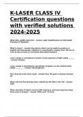 K-LASER CLASS IV Certification questions with verified solutions 2024-2025