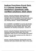 lookup Functions Excel Quiz 5 ( Course Careers Data Analytics) questions with verified solutions 2024-