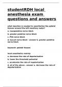 studentRDH local anesthesia exam questions and answers