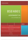 RSE 4801 ASSIGNMENT 4 –DUE 25 SEPTEMBER Assignment question  For this assignment, you are required to write a research design and methodology chapter informed by questions you responded to in previous assignment, which is Assignment 3.   Structure of  Ass