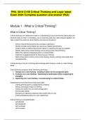 PHIL 3010 C168 Critical Thinking and Logic latest Exam 2024 Complete question and answer WGU