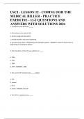 USCI - LESSON 12 - CODING FOR THE MEDICAL BILLER - PRACTICE EXERCISE - 12-2 QUESTIONS AND ANSWERS WITH SOLUTIONS 2024