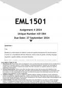 EML1501 Assignment 4 (ANSWERS) 2024 - DISTINCTION GUARANTEED