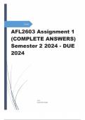 AFL2603 Assignment 1 (COMPLETE ANSWERS) Semester 2 2024 - DUE 2024 ENGLISH