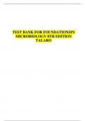 TEST BANK FOR FOUNDATIONS IN MICROBIOLOGY 8TH EDITION TALARO