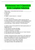 Phlebotomy test 3 Questions With Complete Solutions