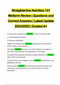 Straighterline Nutrition 101 Midterm Review | Questions and Correct Answers | Latest Update 2024/2025 | Graded A+