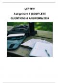 LSP1501 Assignment 8 (COMPLETE ANSWERS) 2024 - DUE 9 September 2024 ; 100% TRUSTED Complete, trusted solutions and explanations.