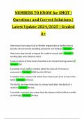 NUMBERS TO KNOW for SMQT | Questions and Correct Solutions | Latest Update 2024/2025 | Graded A+