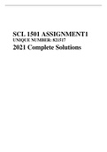 University of South Africa SCL 1501 ASSIGNMENT1 UNIQUE NUMBER: 821517| 2021 Complete Solutions