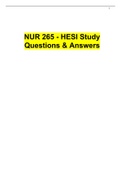 NUR 265 - HESI Study Questions & Answers